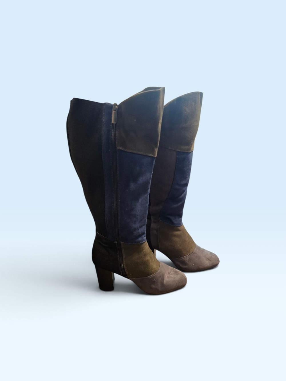 Classic Suede Knee-High Boots in Navy, Olive & Taupe Size 9W